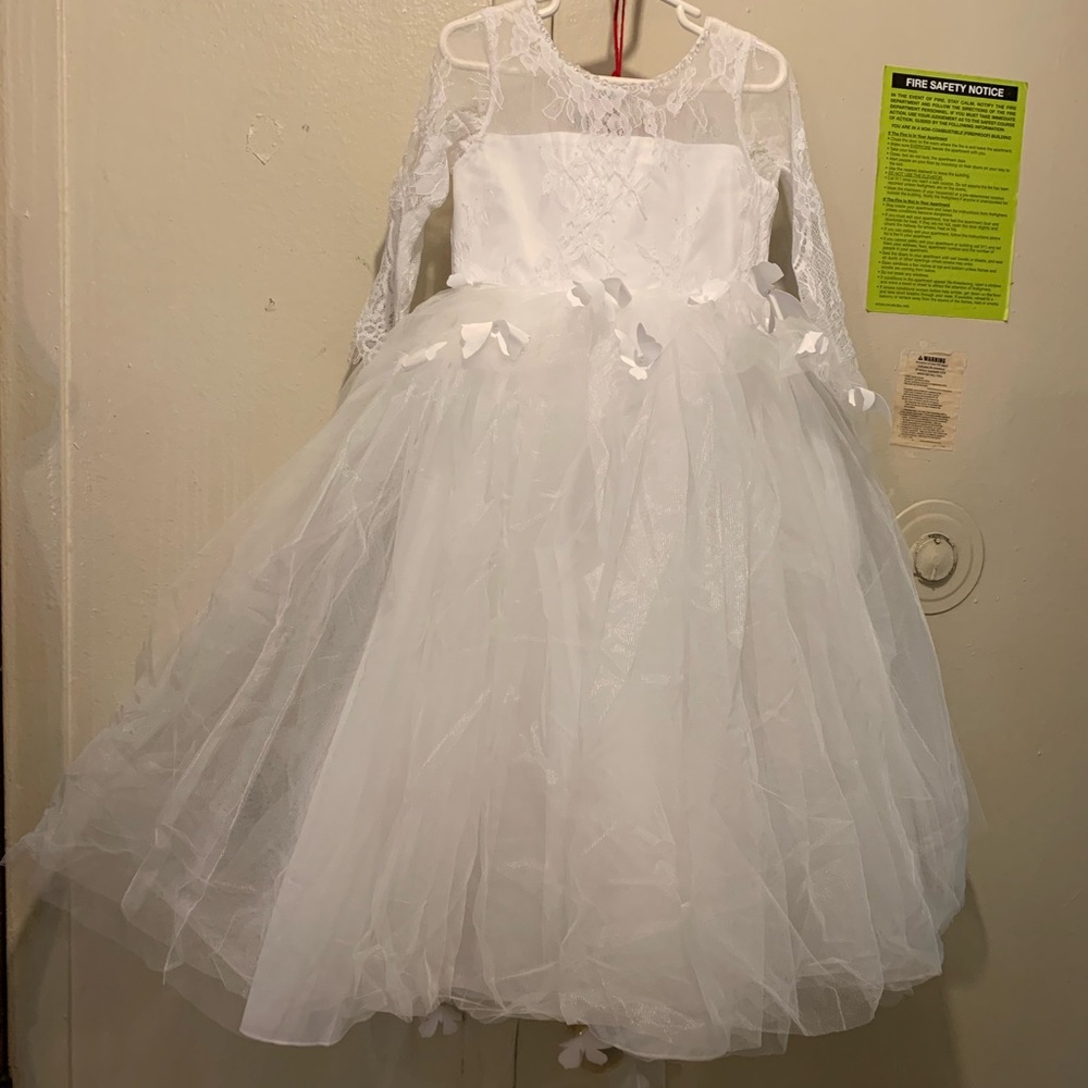 Elegant White Lace Kids Dance Dress